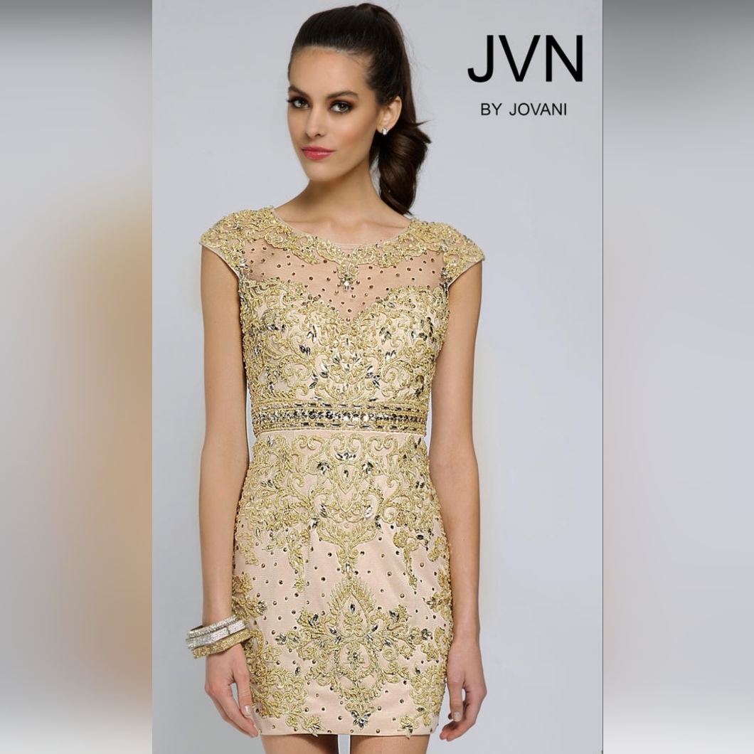 Homecoming Jvn By Jovani Gold And Cream Mini Dress. Nwot.